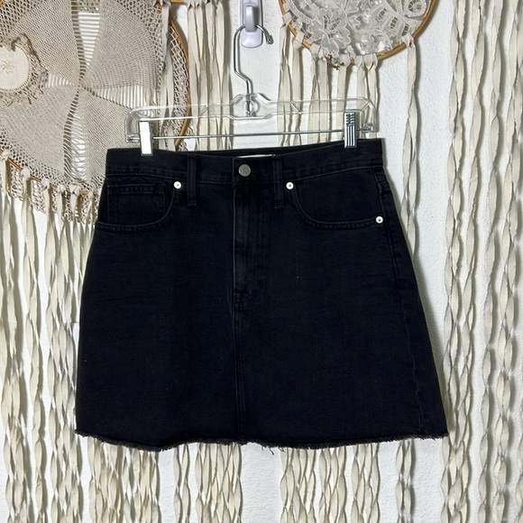 Madewell NWT Rigid Denim A-Line Skirt in Black Size 28 - Picture 2 of 13